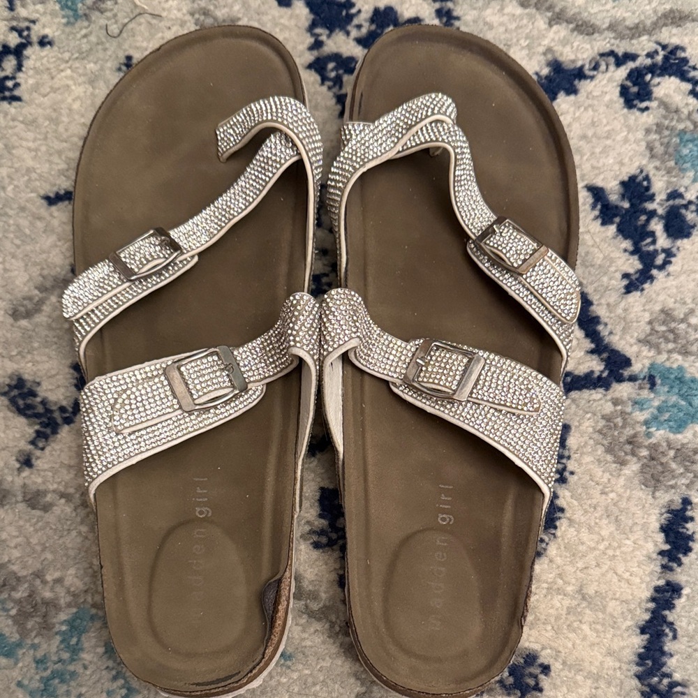Madden Girl Silver Sandals with Adjustable Straps